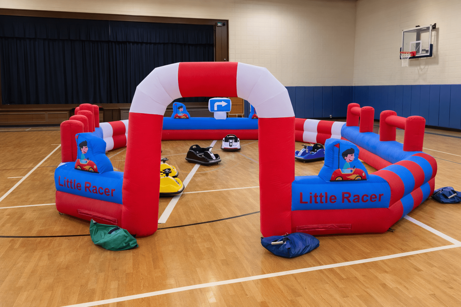 Little Racers setup inside school gym in Kansas City